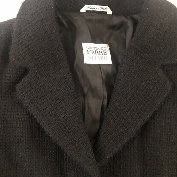 Gianfranco Ferre Jackets & Blazers - Vtg Gianfranco Ferre Wool Black Textured Jacket Size 10